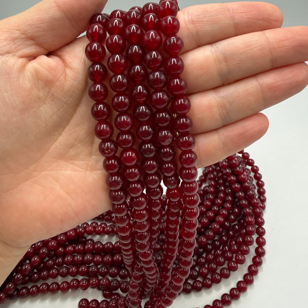 Jade Beads – Red, Round (8mm)