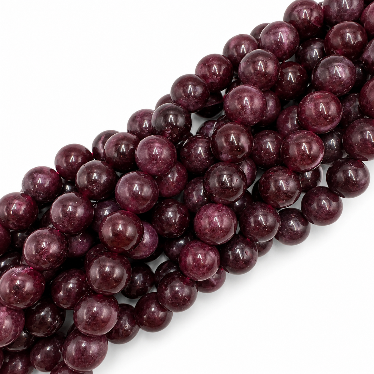Malaysia Jade Perler – Lilla, Runde (12mm)
