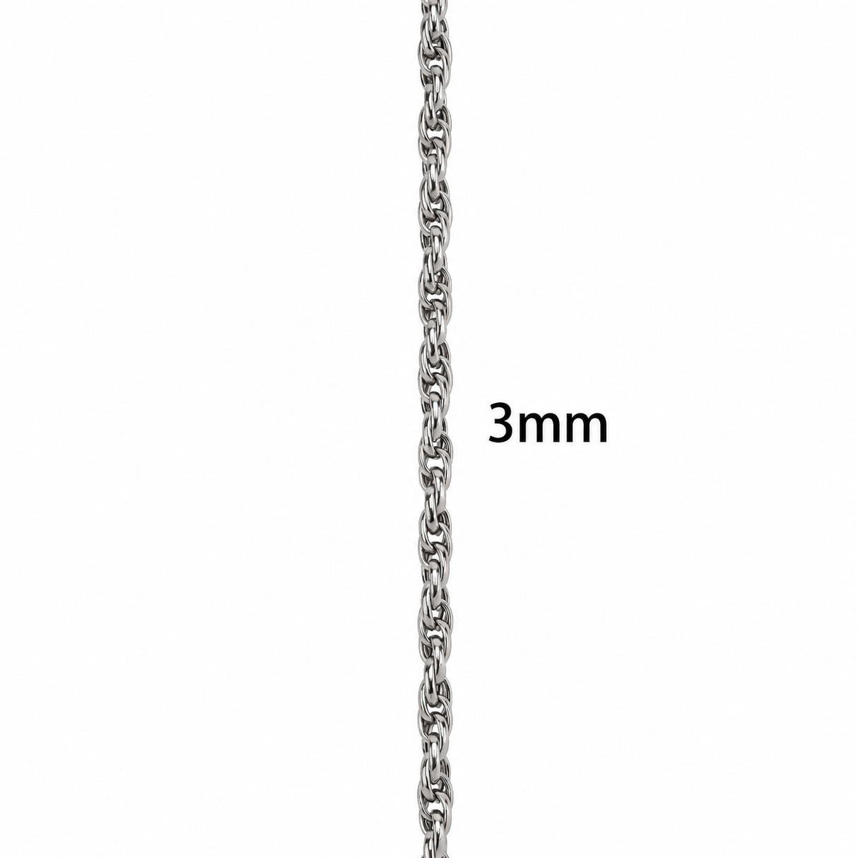 Oval Multi Kæde, Vandfast Stål, (3 mm, 1m)