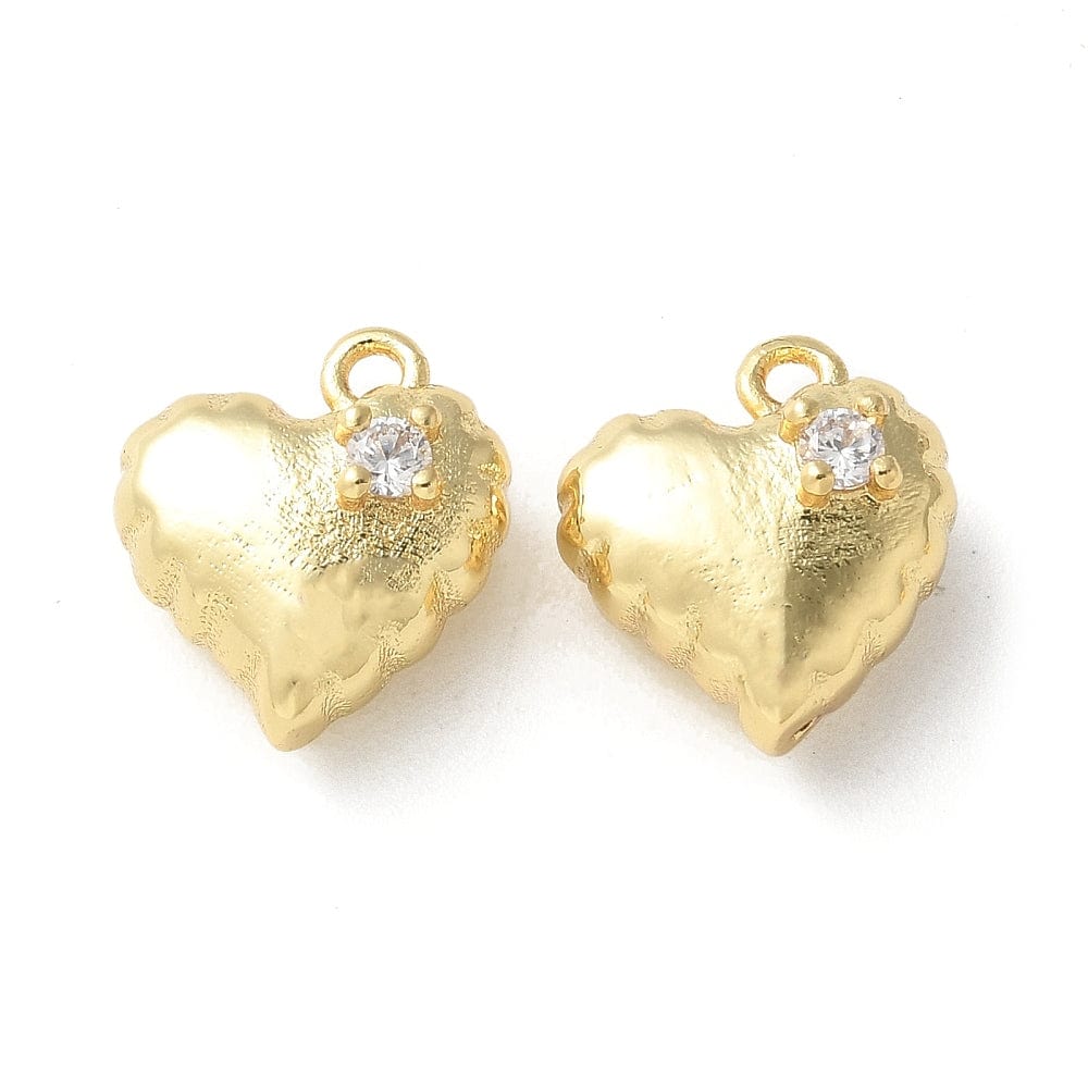 18K Forgyldt Hjerte Vedhæng Med Zirkonia, (10,5x9,5mm) - Uniq Perler - 707840
