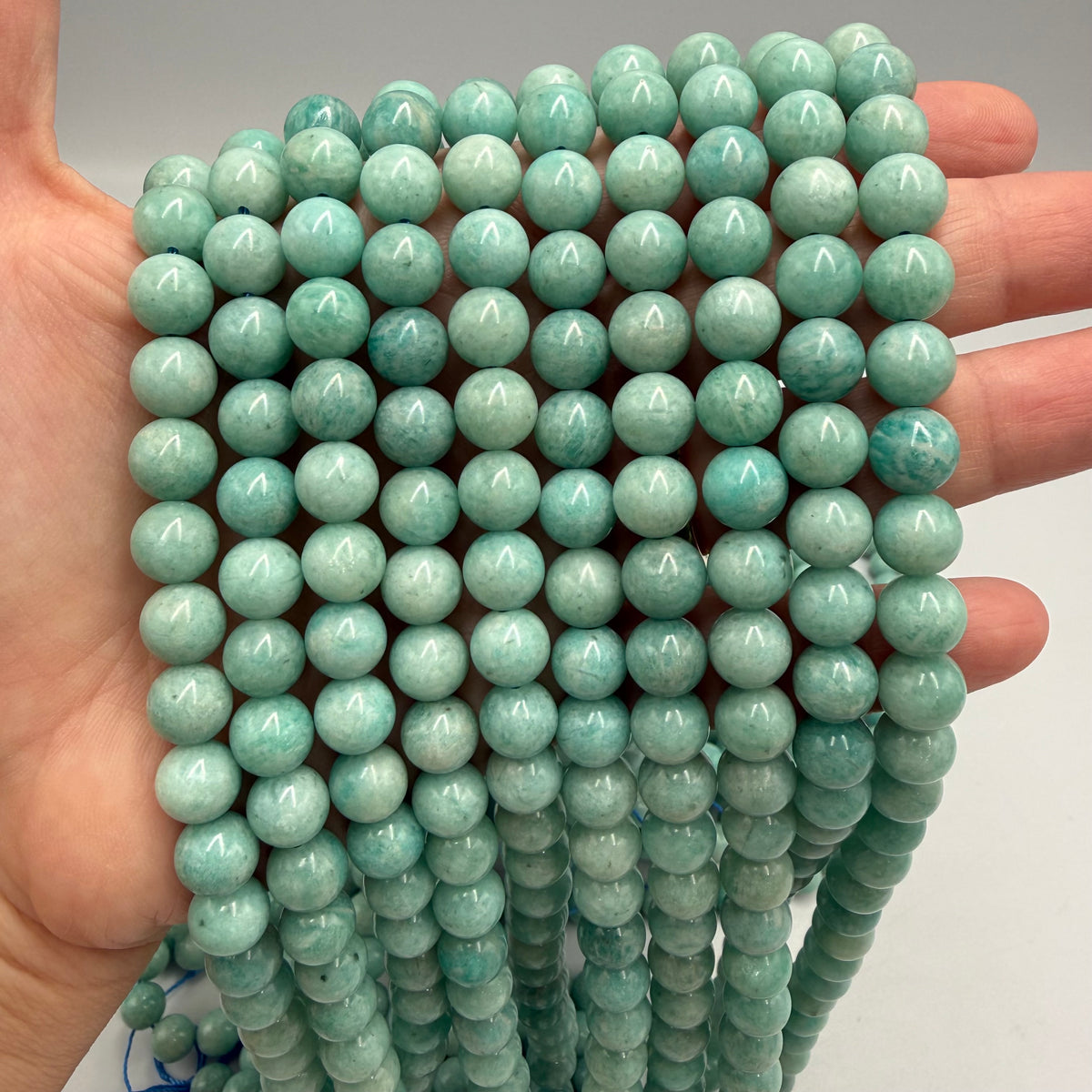 Amazonit Perler – Grøn, Grade A (8mm)