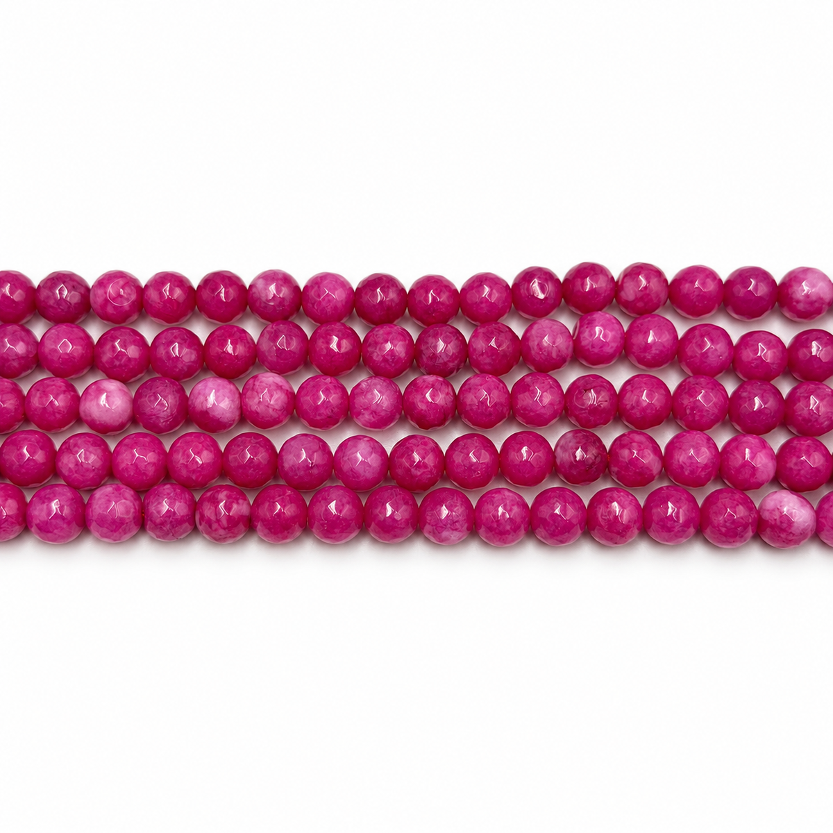 Jade Beads – Dark Pink, Faceted Round (8mm)