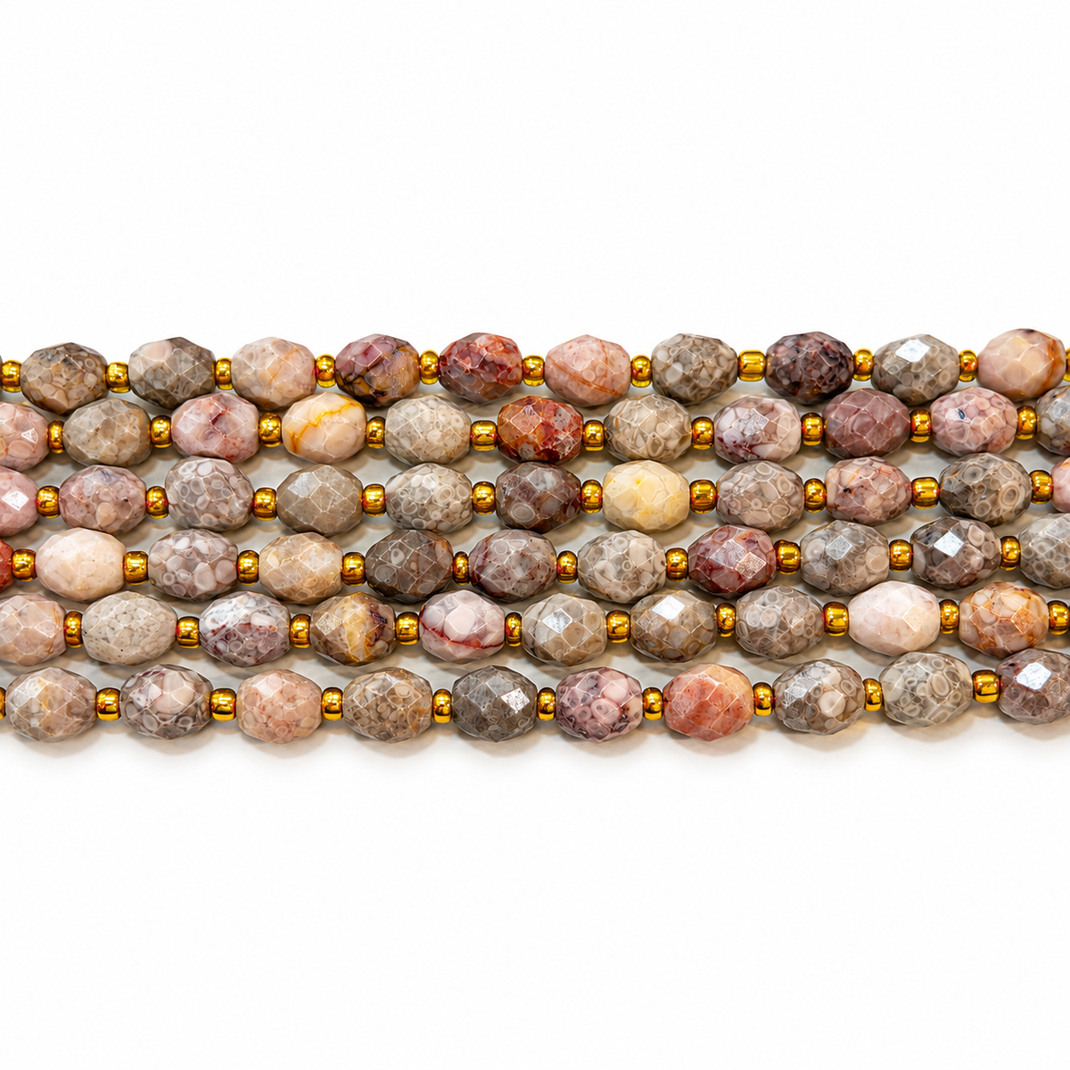 Maifan Beads – Faceted Rice (6x8mm)