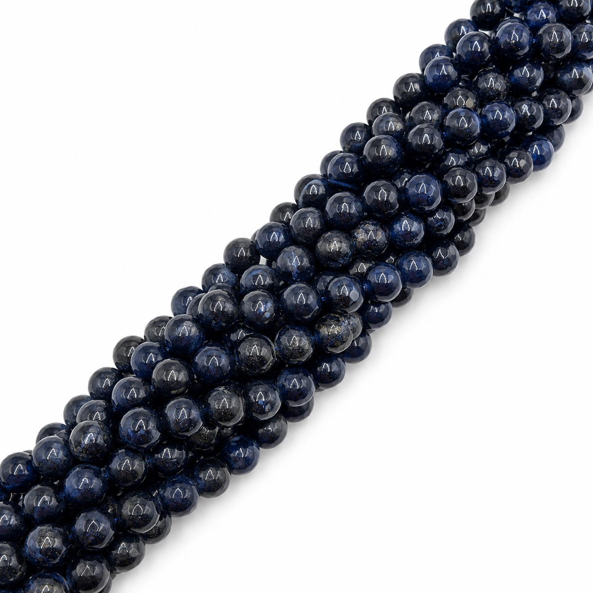 Weiße Jadeperlen – Dunkelblau, facettierte Rundperlen (6mm)