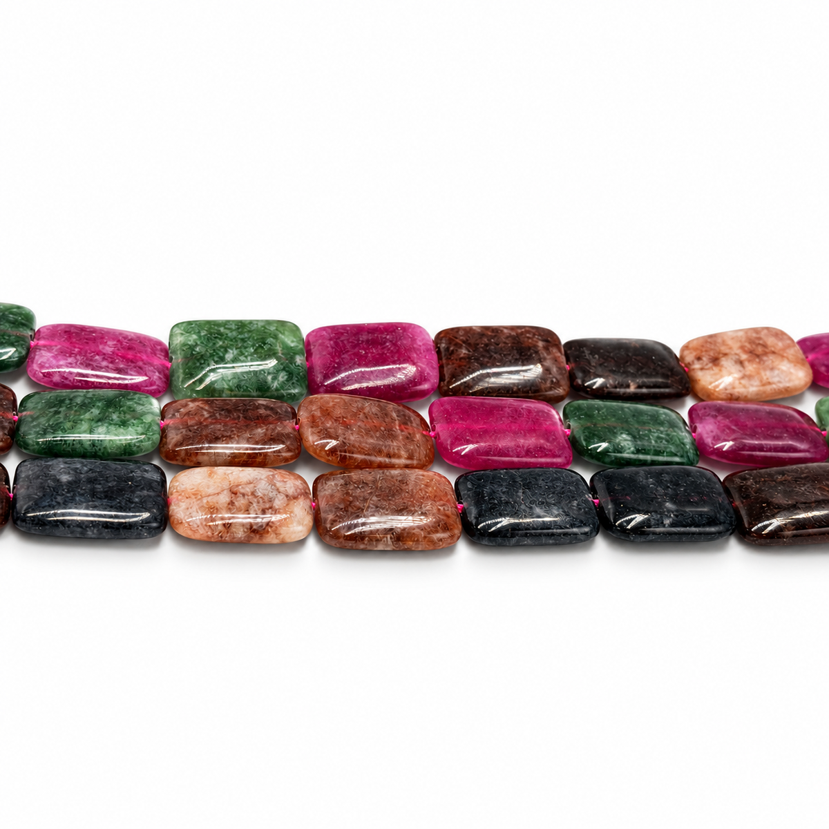 Malaysia Jade Perler – Farve Mix, Rektangulære (18x13x5mm)