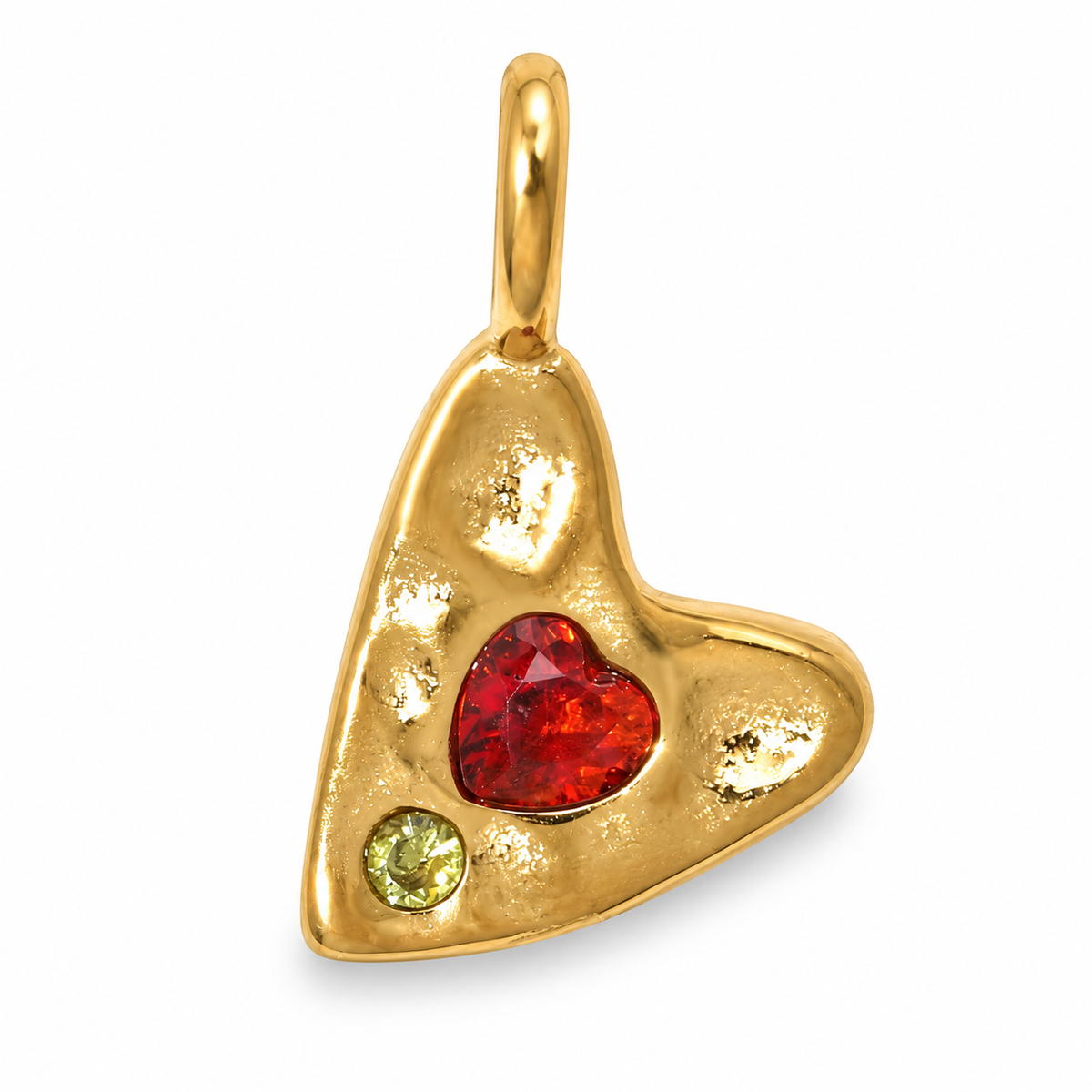 Wasserfester Herz Anhänger Mit Strass – 18K Vergoldeter Stahl (20x11mm)