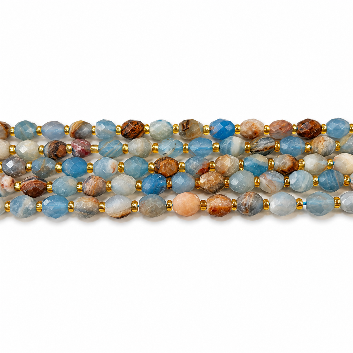 Blue Calcite Beads – Faceted Rice (6x8mm)