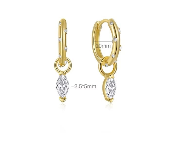 925 Forgyldt Sterling Sølv Creoler Med Blå Zirkonia Sten - Uniq Perler - 113309