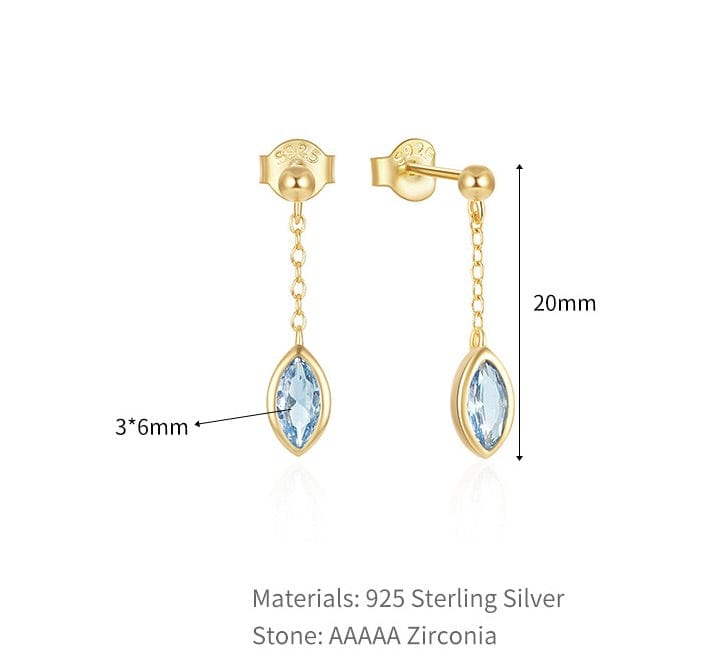 925 Forgyldt Sterling Sølv Øreringe Med Blå Zirkonia Sten - Uniq Perler - 0001489649