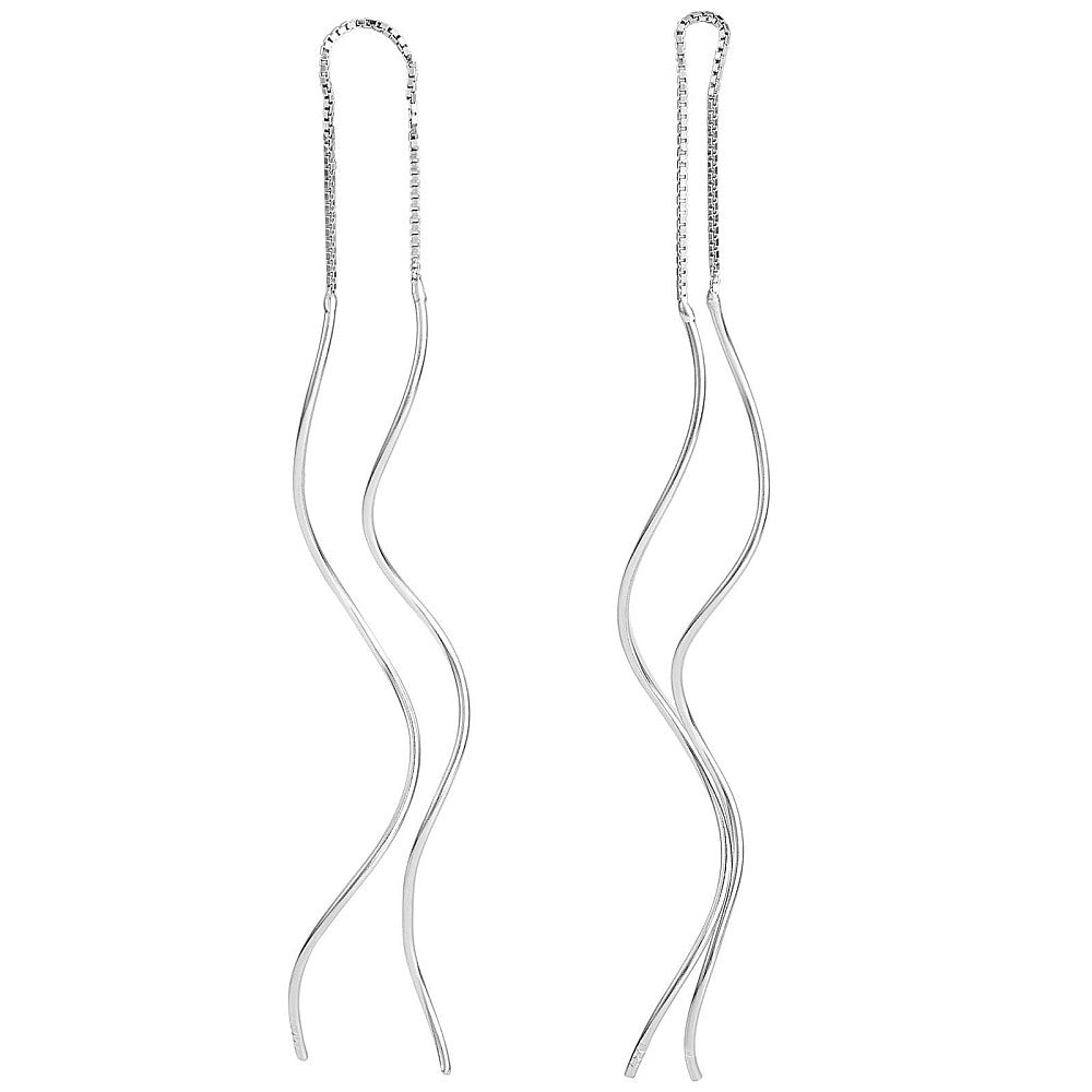 925 Sterling Sølv Øreringe – Wave Ørekæde - Uniq Perler -