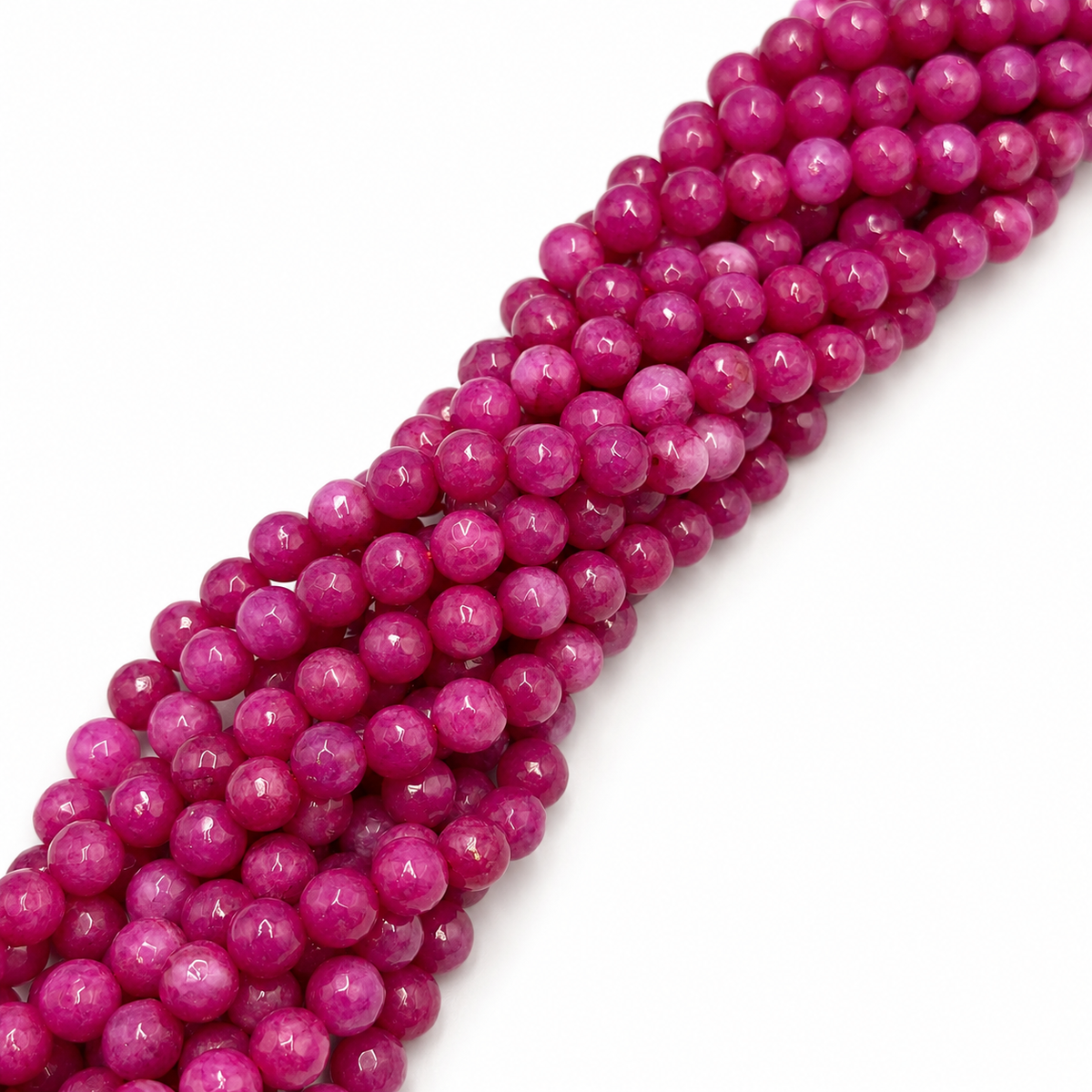 Jade Beads – Dark Pink, Faceted Round (8mm)