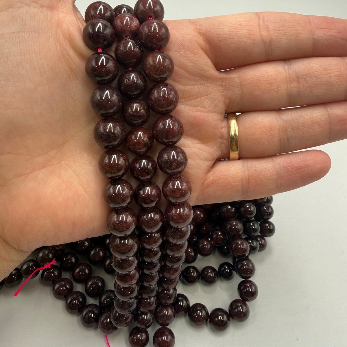 Granat Perler – Runde, Glatte (10mm)
