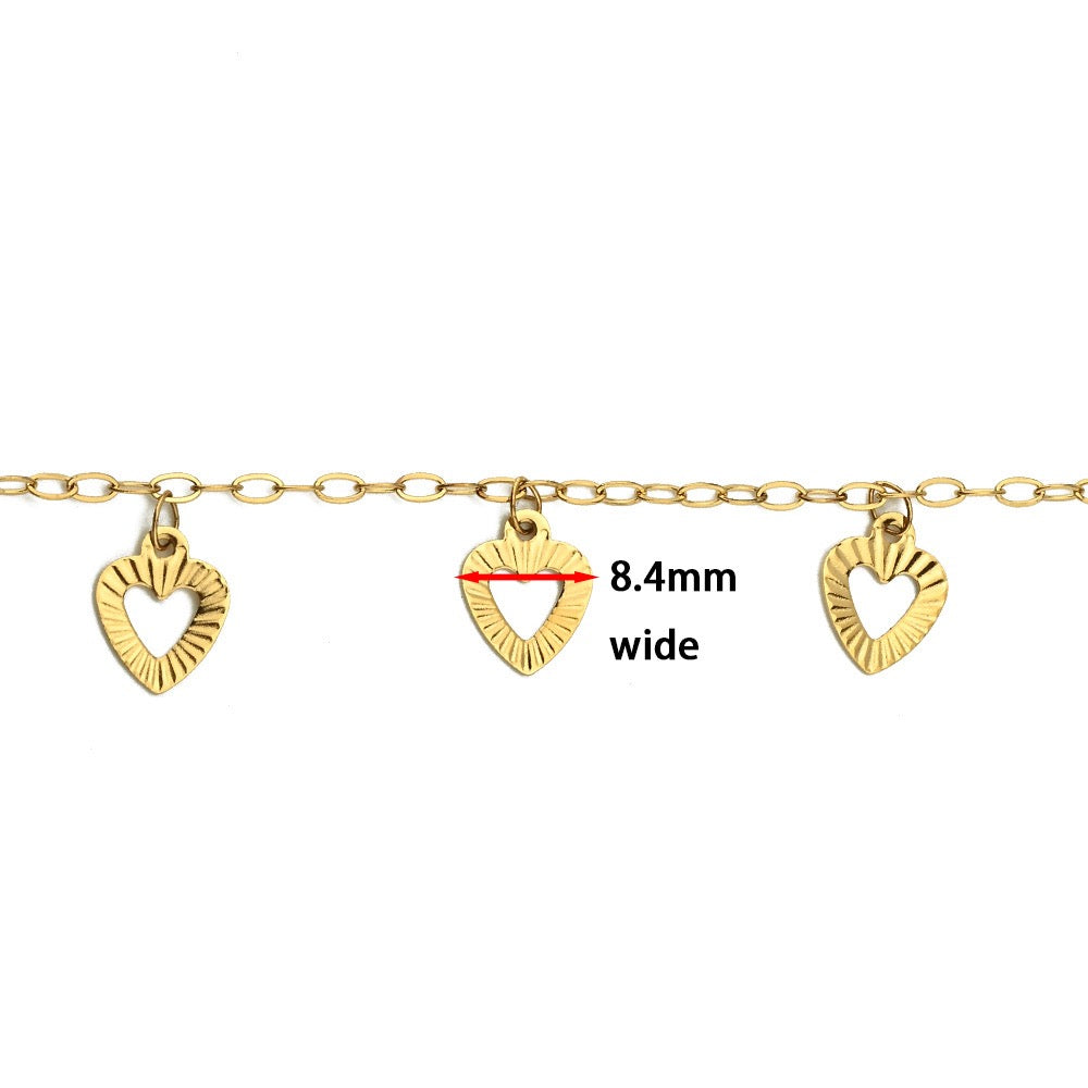 Wasserdichte Kette mit Herz Anhänger – 18K Vergoldet Stahl (8,4mm) 1m