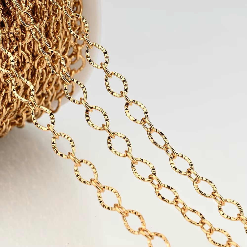 Vandfast Forgyldt Stål Kæde – Sunflower (6,5x9mm, 1 Meter)