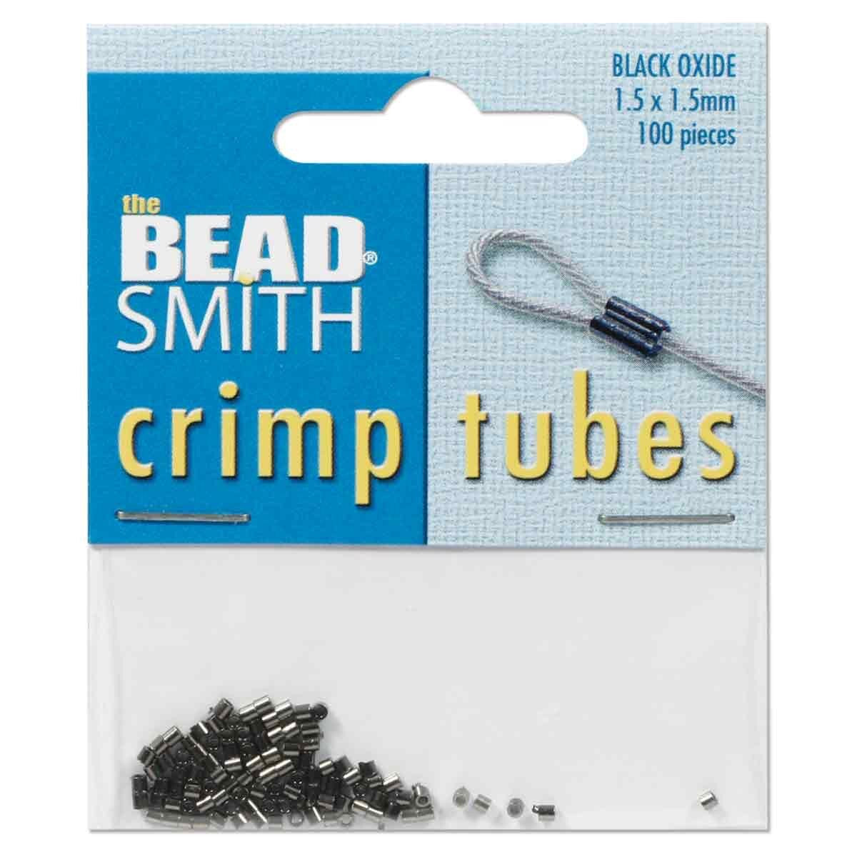 Tube Klemmeperler - Sort (2x2mm, ca. 100 stk)