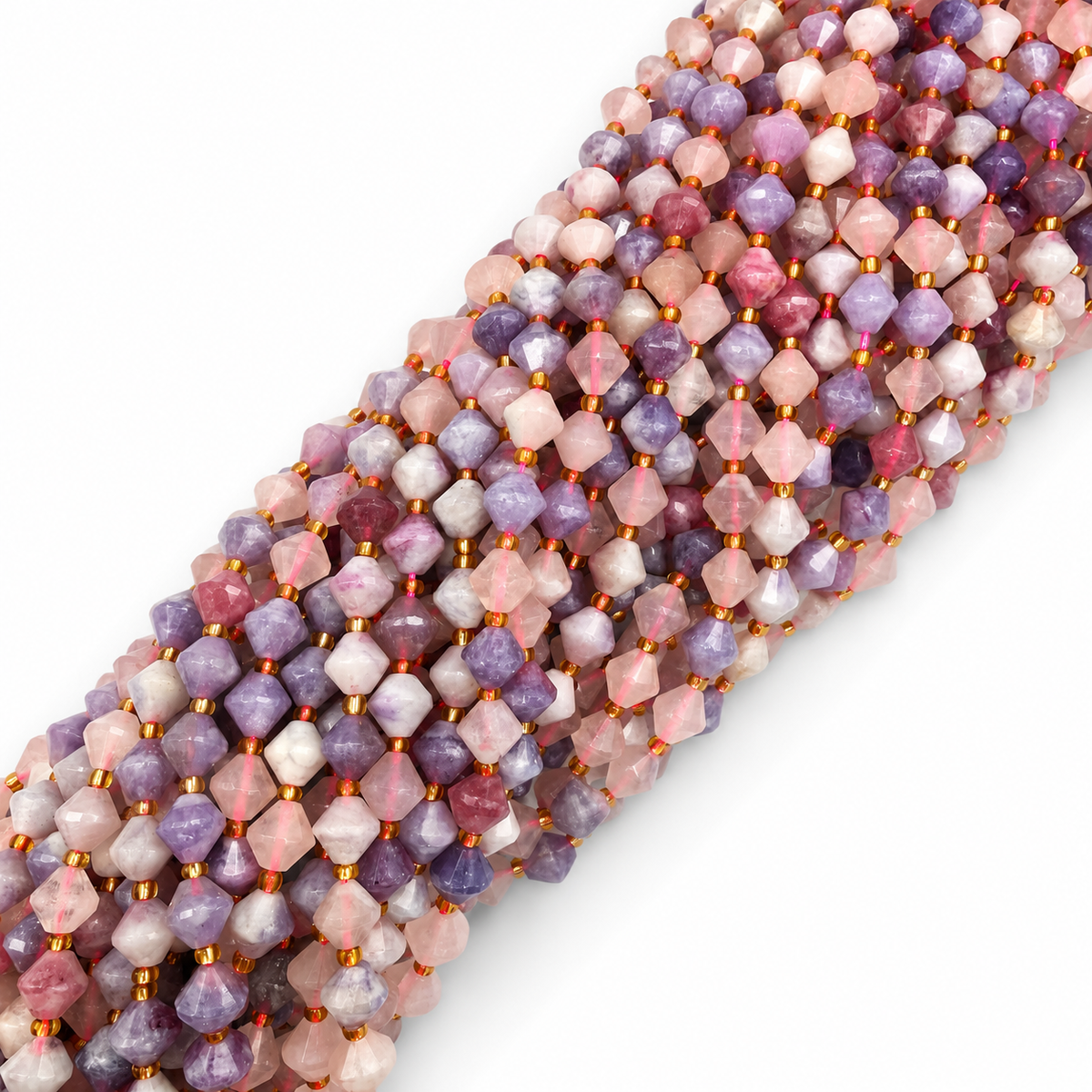 Rosa Turmalin Perler – Bicone (8mm)