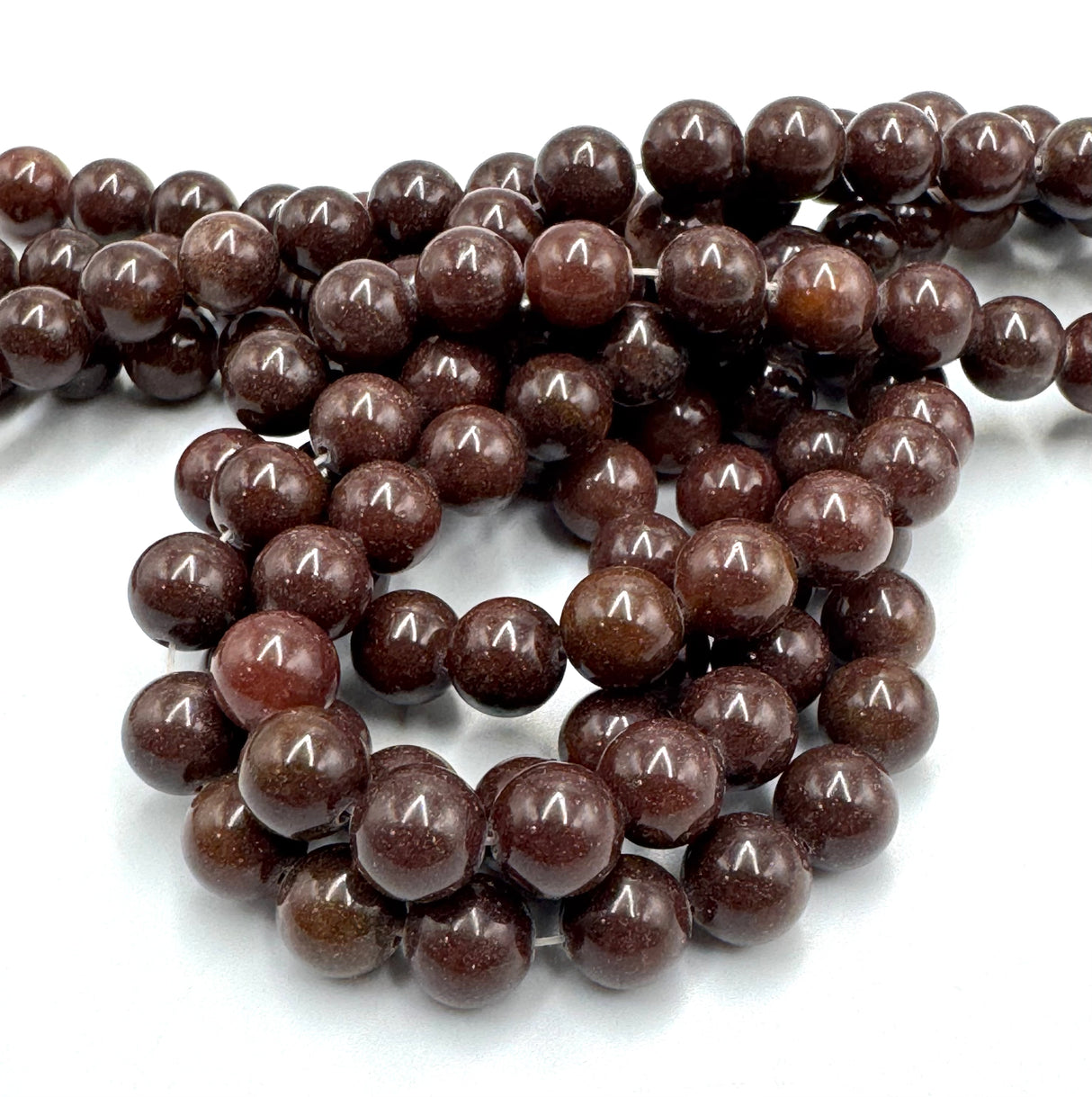 Aventurin Perler – Mørk Brun, Runde (10~10.5mm)