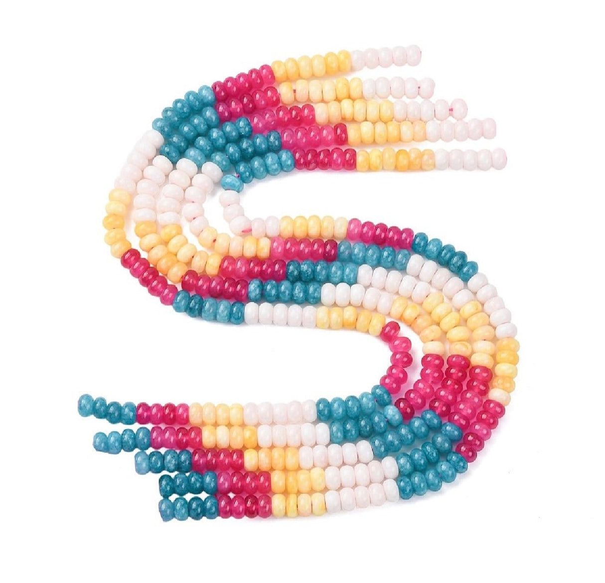 Jade Perler – Farve Mix, Rondel (8,5x4,5~5,5mm)