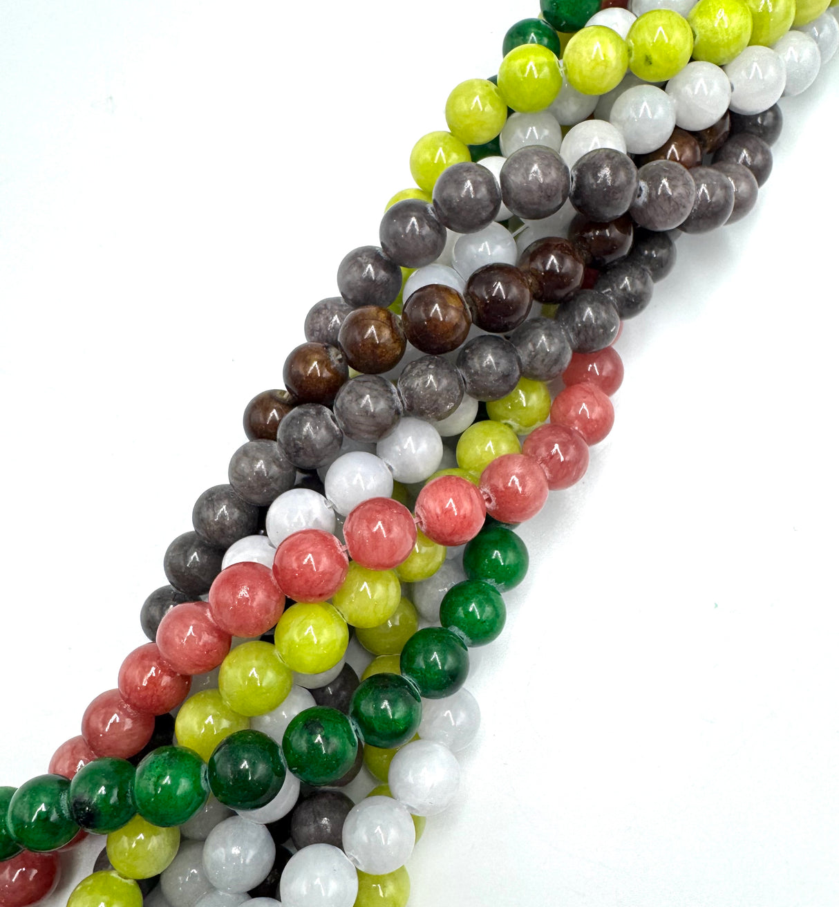 Jadeperlen, Sortierte Farben, 10 mm, (10 Stränge)