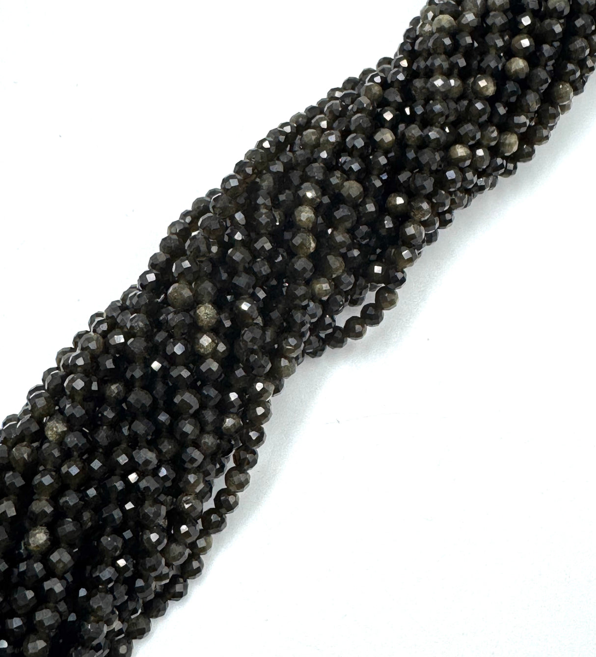 Goldene (Gylden) Obsidian Perlen – Facettierte Runde (2mm)