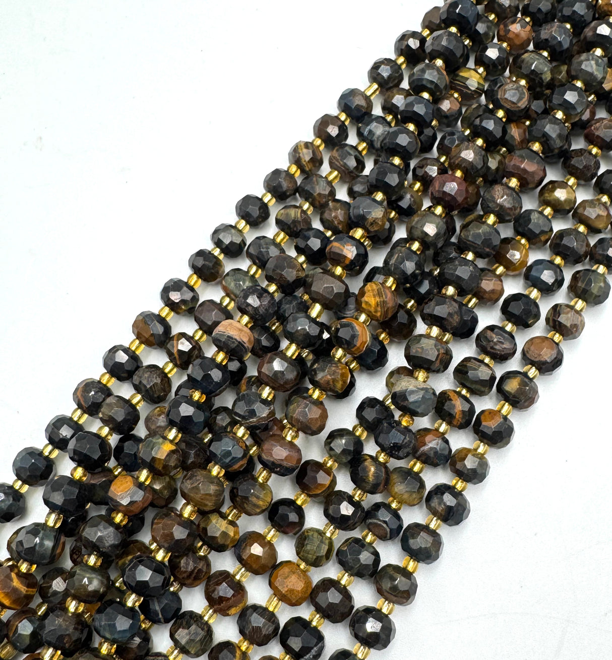 Blue Tiger Eye Beads – Faceted Rondelle (6x8mm)