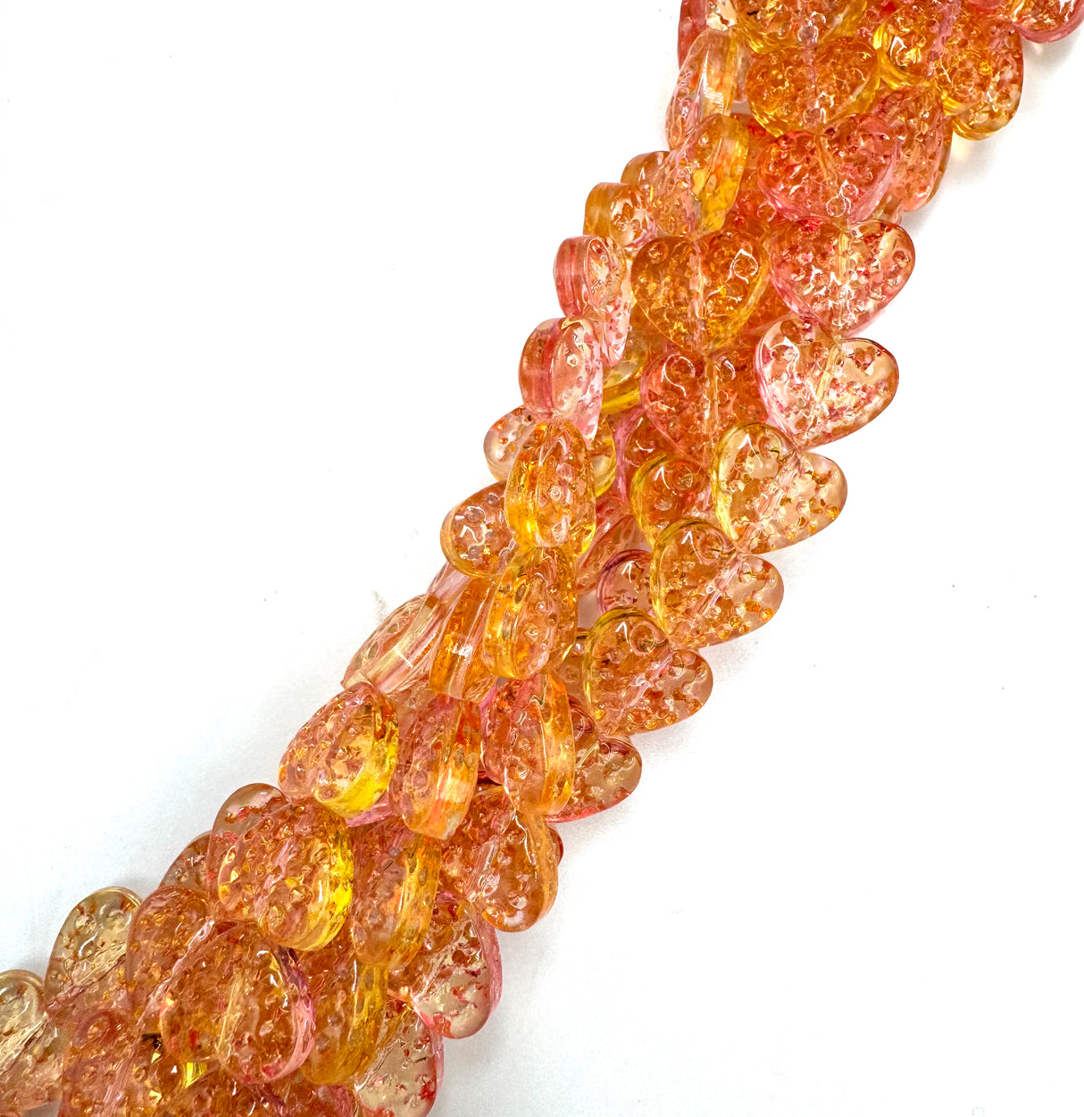 Herzförmige Glasperlen – Orange (13x15x7mm)
