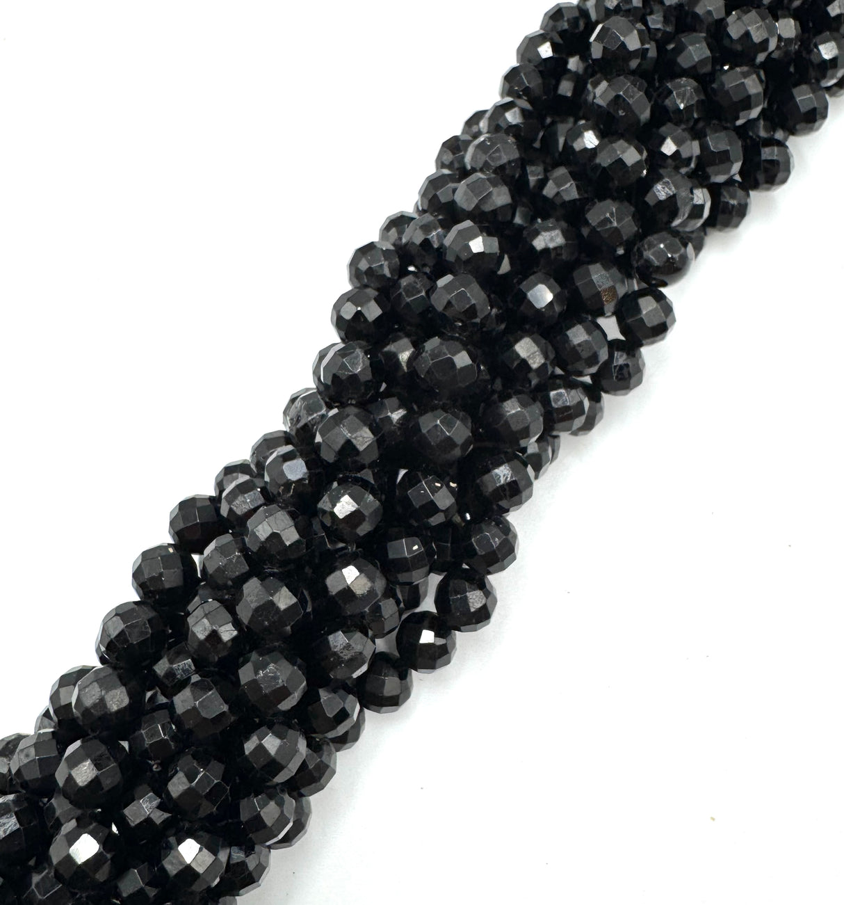 Schwarze Turmalin-Perlen – Facettierte Runde (8mm)