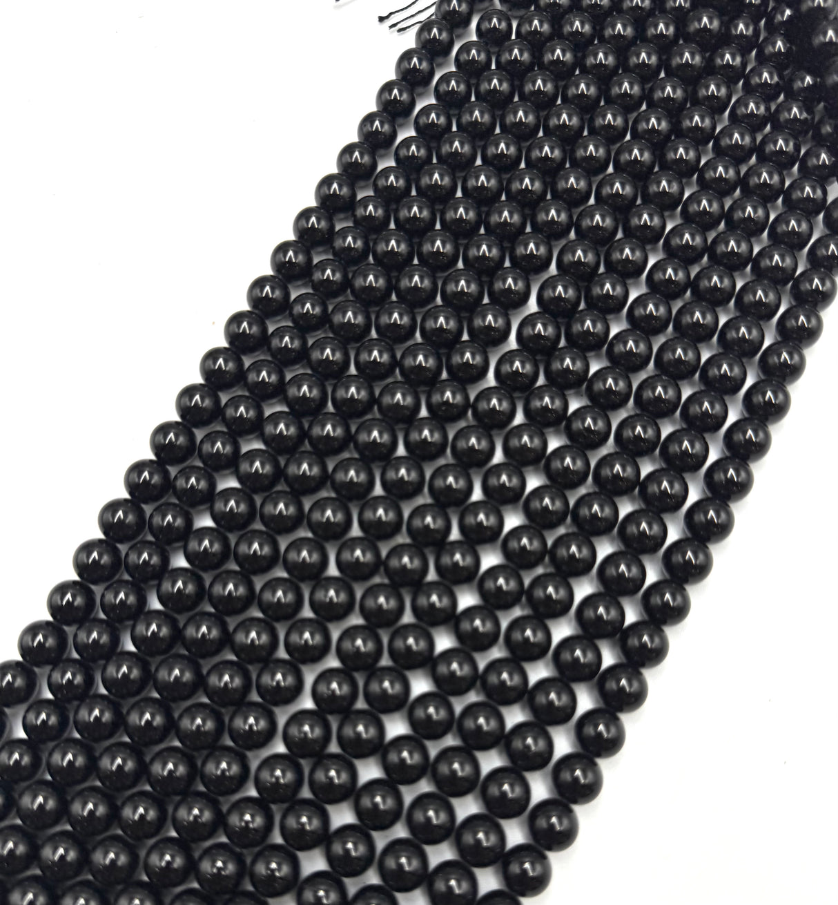 Schwarze Turmalinperlen – Rund (10mm)