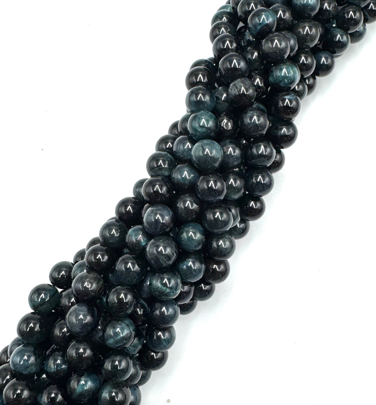 Dark Blue Tiger Eye Beads – Round (10mm, Approx. 37 pcs.)