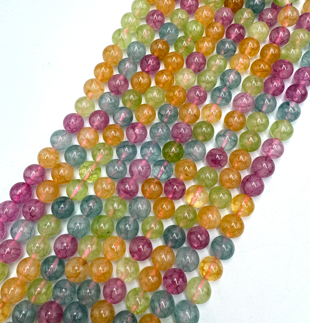 Malaysia Jade Perler – Farve Mix, Runde (8mm)