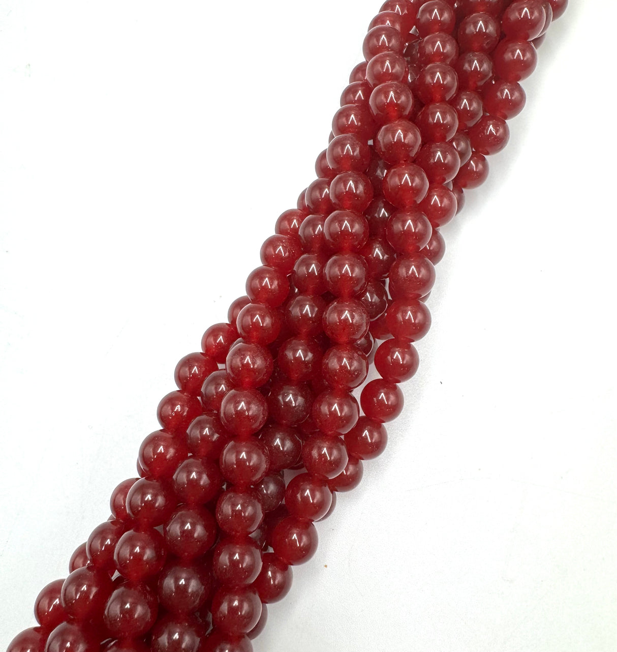 Jadeperlen – Rund, Rot (8mm)