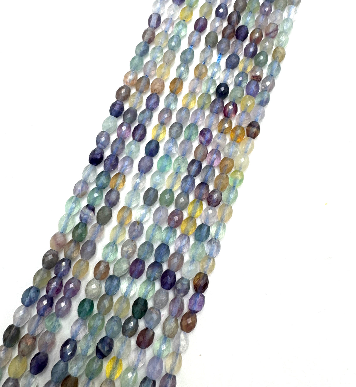 Fluorit Perler – Facetterede Rice (5,5x4mm)