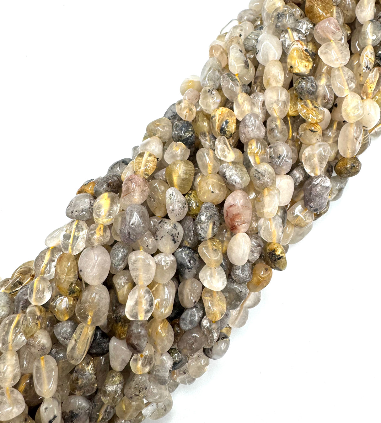 Goldene Rutilquarz-Perlen – Nugget (6–8mm)