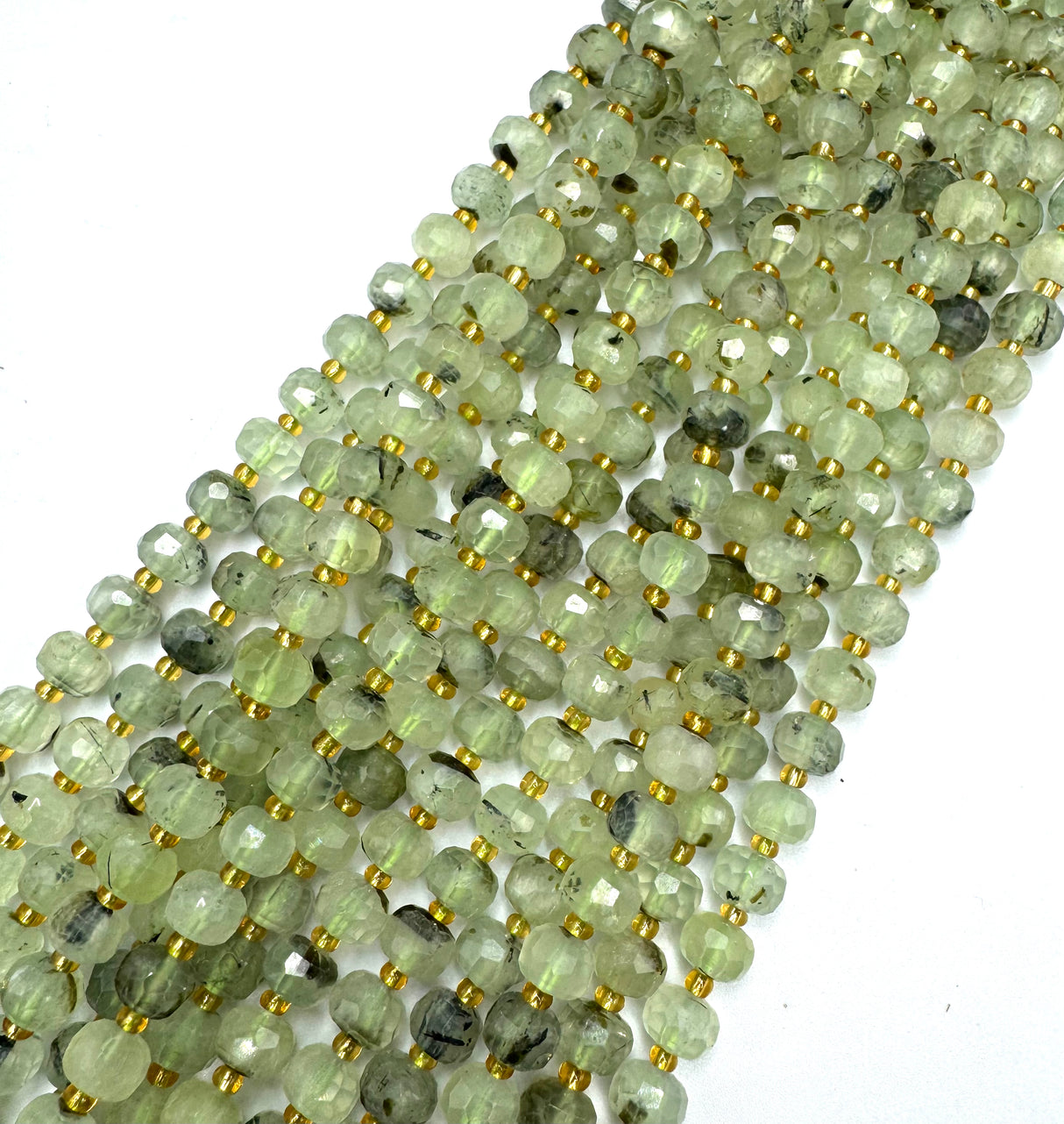 Prehnit Perlen – Facettierte Rondelle (6x8mm)