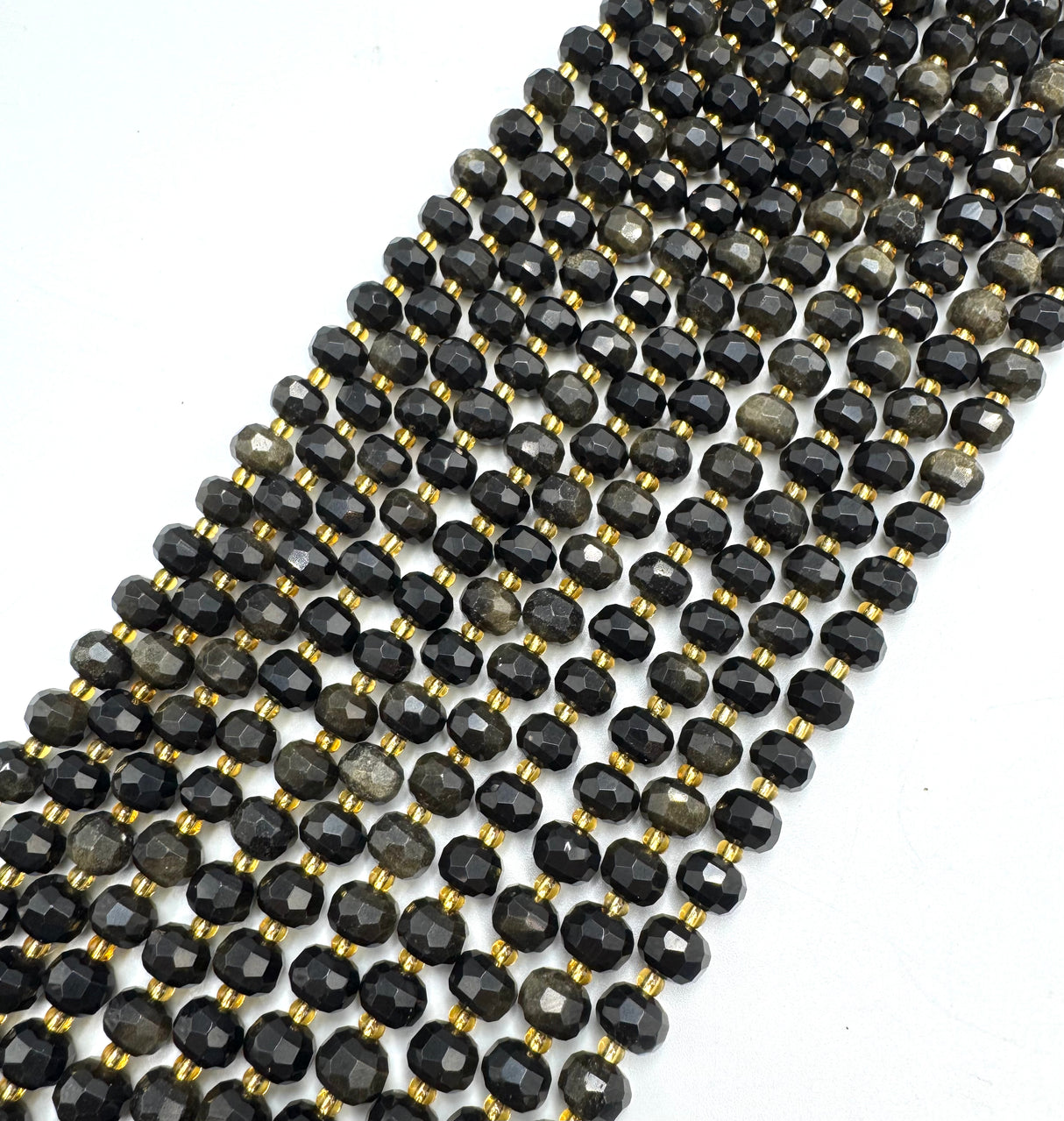 Goldene Obsidianperlen – Rondell (6x8mm)