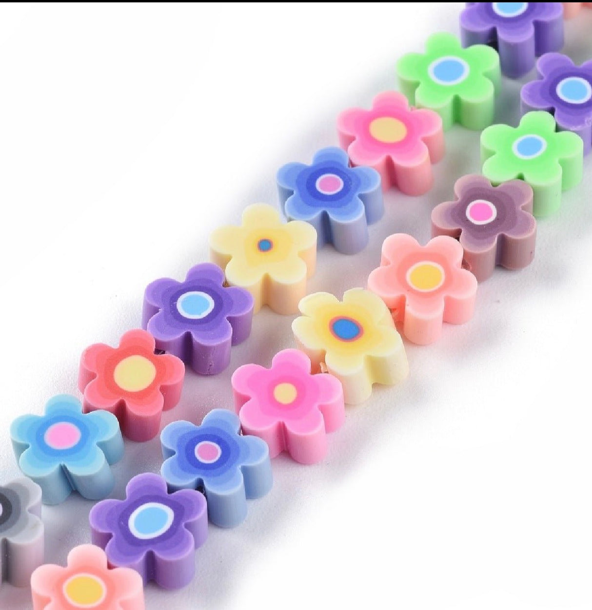 Håndlavede Blomster Polymer Ler Perler – Farve Mix (9,6x4mm)