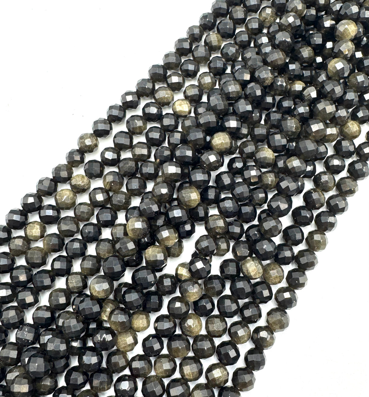 Goldene Obsidianperlen – Facettierte Runde (8mm)