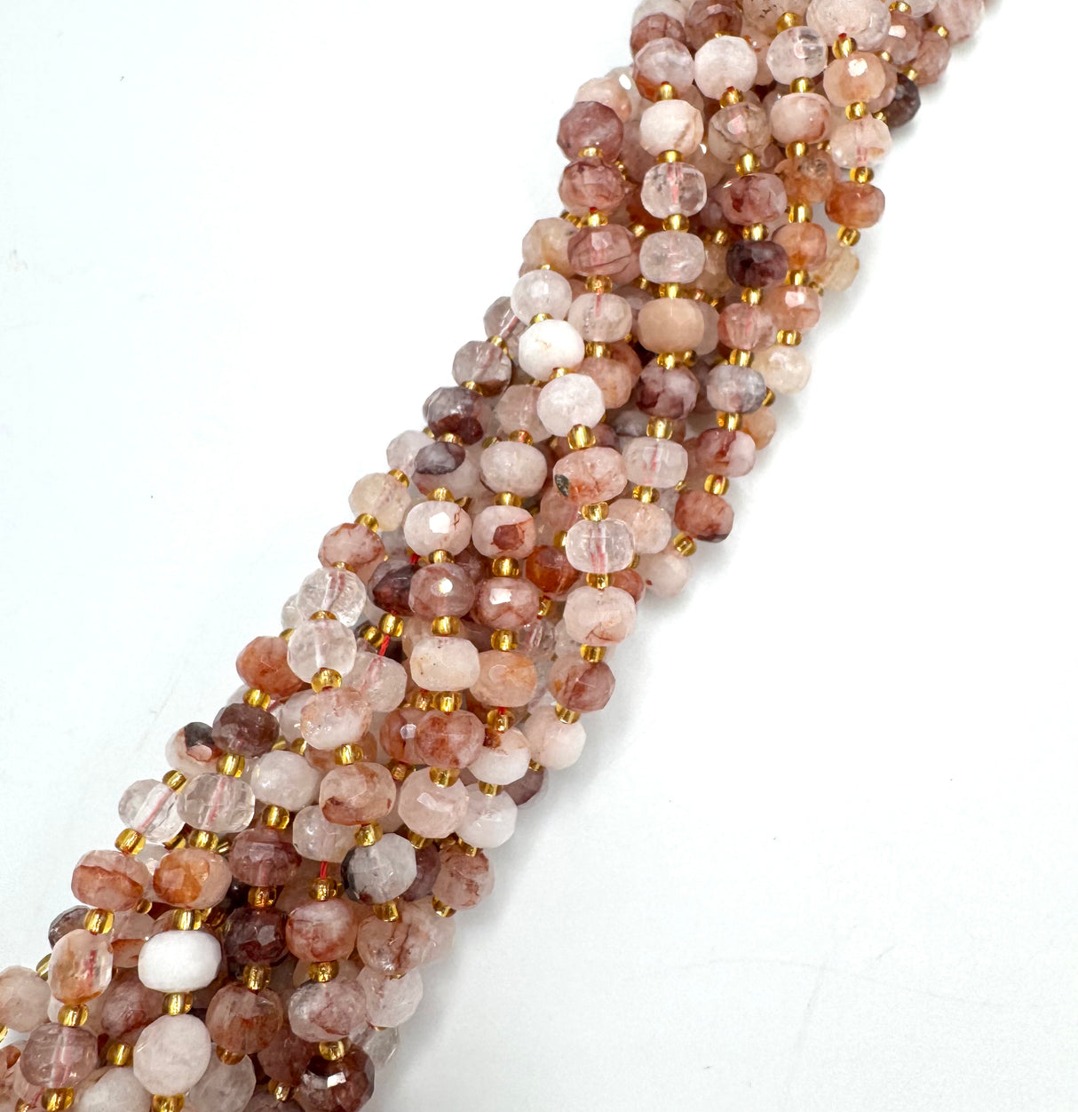 Hämatit Quarz / Roter Feuerquarz, facettierte Rondelle (6x8mm)