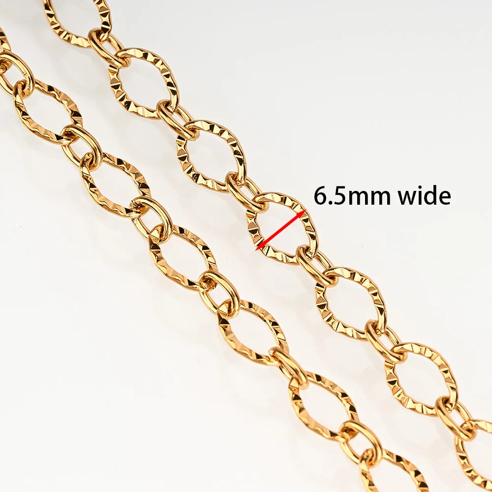 Vandfast Forgyldt Stål Kæde – Sunflower (6,5x9mm, 1 Meter)