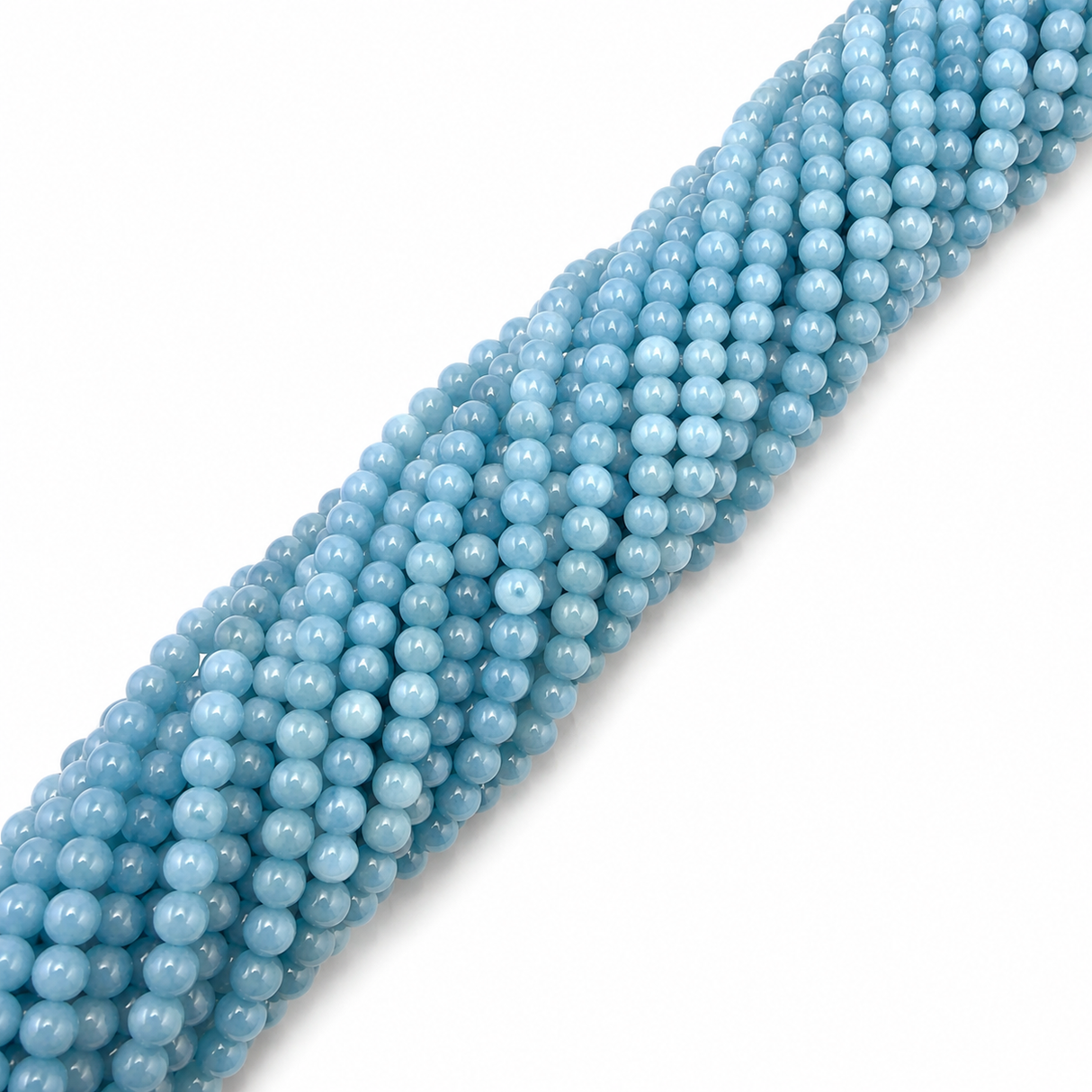 Malaysia Jade Perler – Blå, Runde (4~4,5mm)
