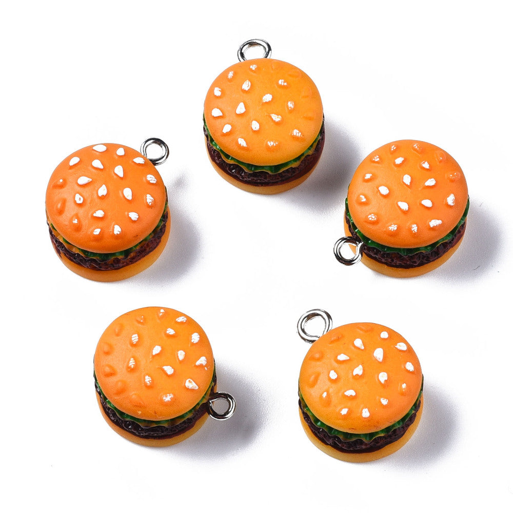 Hamburger Vedhæng – Resin Orange (20–21mm, 8 stk)