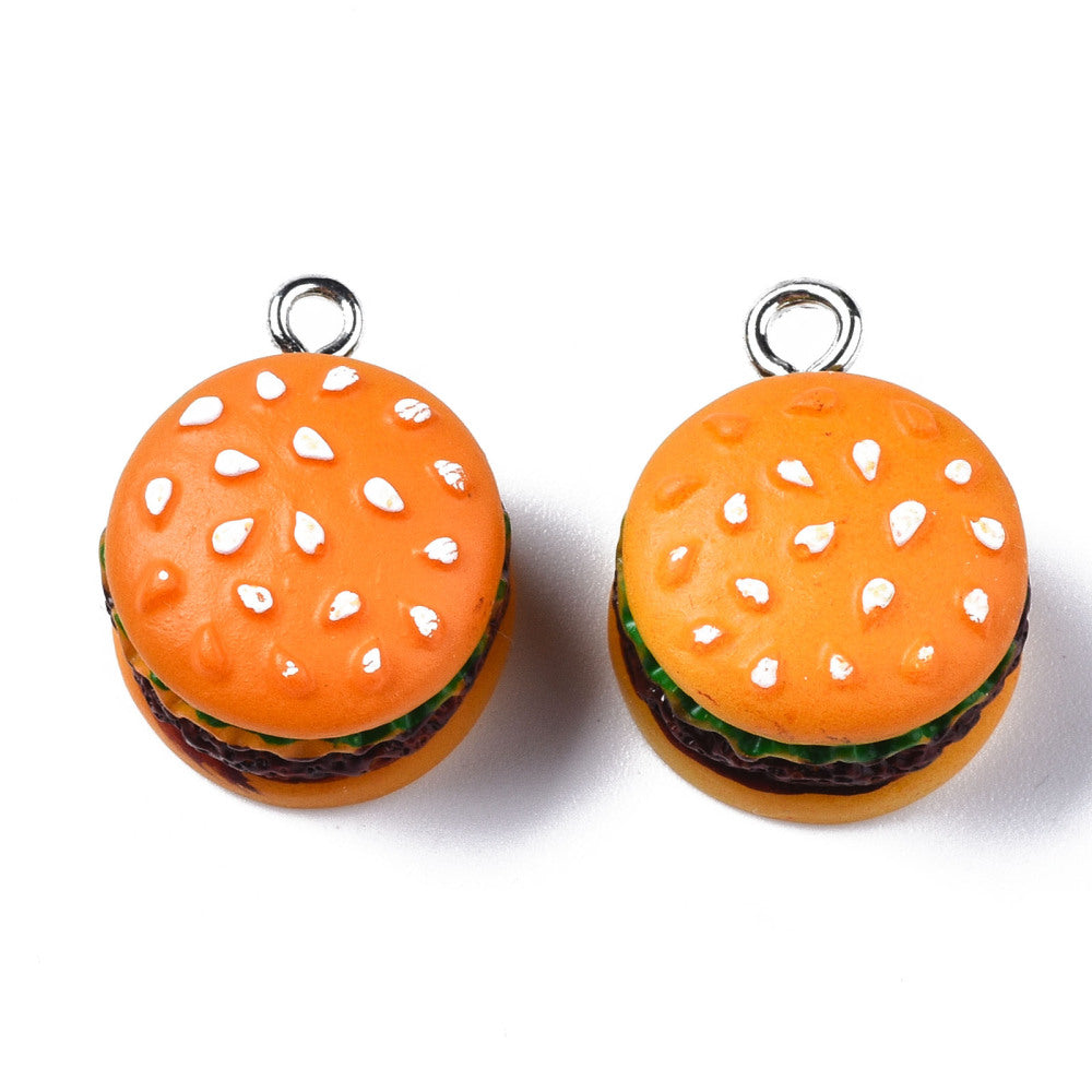 Hamburger Vedhæng – Resin Orange (20–21mm, 8 stk)