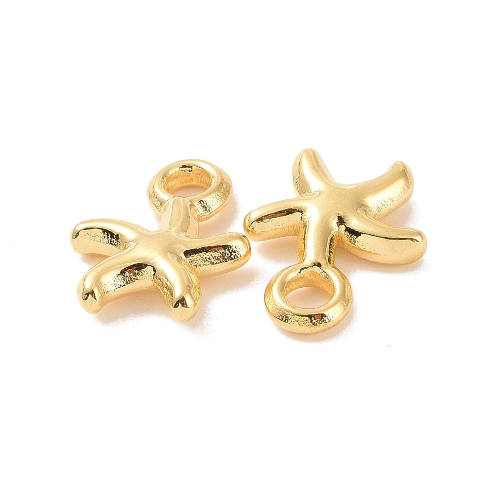 Auktion Æ....Vandfast Søstjerne Vedhæng – 18K Forgyldt Stål (13mm, 2 stk.)