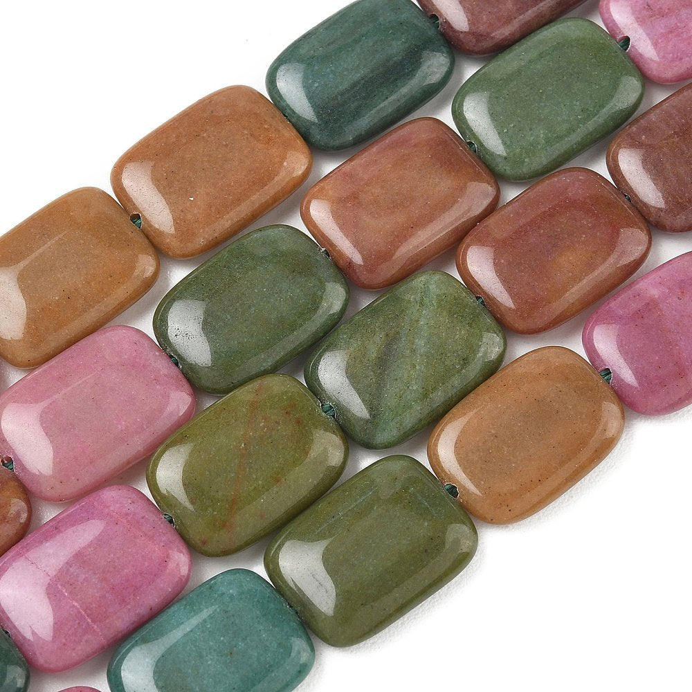 Kantede malaysia jade perler i farve mix, 18 x 13 mm – billede 2