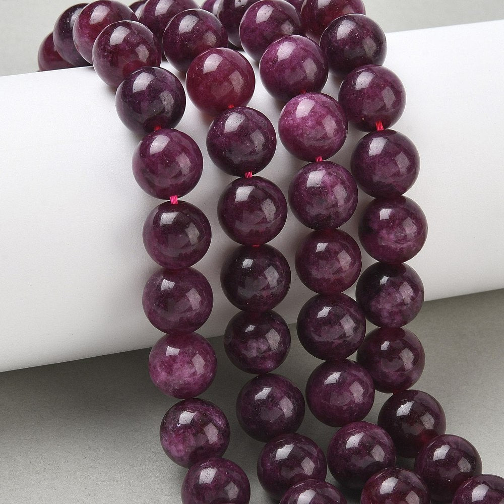 Malaysia jade perler i lilla, runde, 12 mm – billede 5