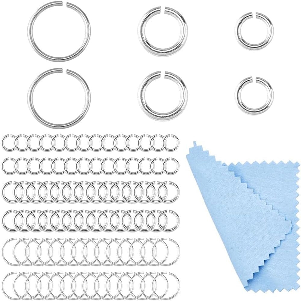 Åbne Ringe i 925 Sterling Sølv – 3 Størrelser (90 stk + Pudseklud) - Uniq Perler - 116029