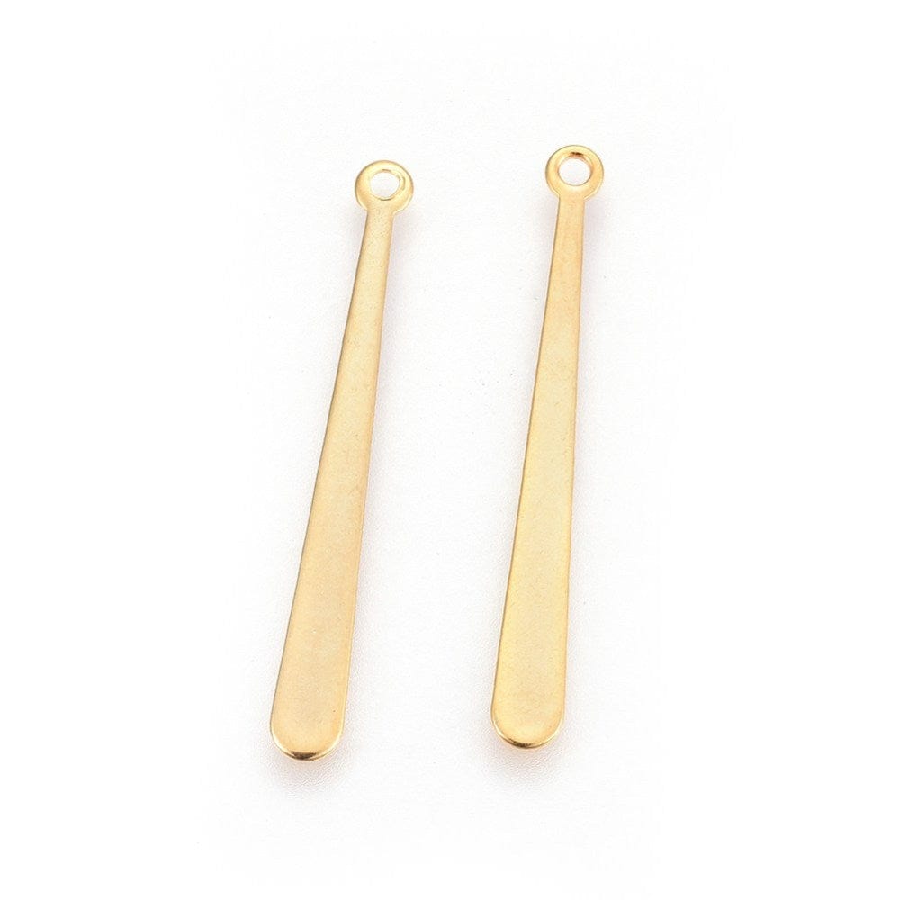 Aflangt Dråbe Vedhæng, 24K Forgyldt Stål, 31mm, 2 stk. - Uniq Perler - 112817