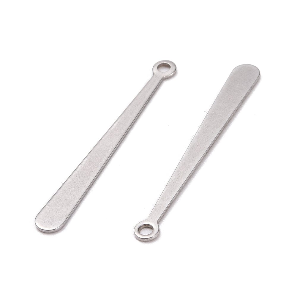 Aflangt Dråbe Vedhæng, Stål, 31mm, 2 stk. - Uniq Perler - 112818