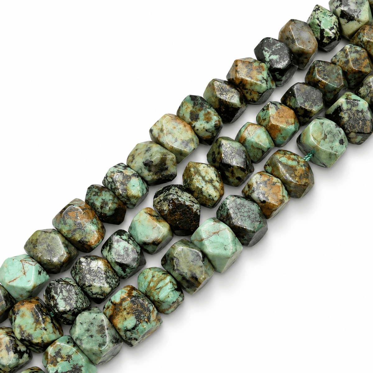 Afrikansk Turkis Jaspis Perler – Facetterede Nuggets (9,5~11x6~7mm) - Uniq Perler - 125990