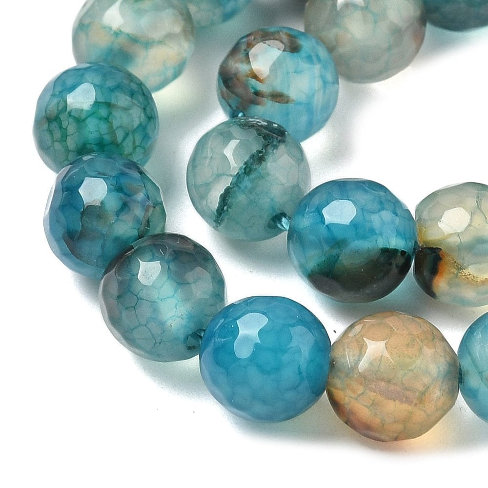 Agat – Blå, Facetteret Rund (8mm) - Uniq Perler - 115436